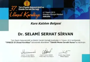 11-TÜRK PLASTiK CERRAHi DERNEĞİ KATILIM BELGESİ